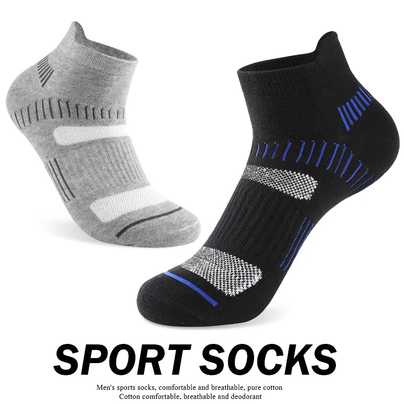 Summer Men Ankle Socks10 Pair High Quality Cotton Athletic Cushioned Breathable Casual Sports Socks Male Short Socks Size 38-48