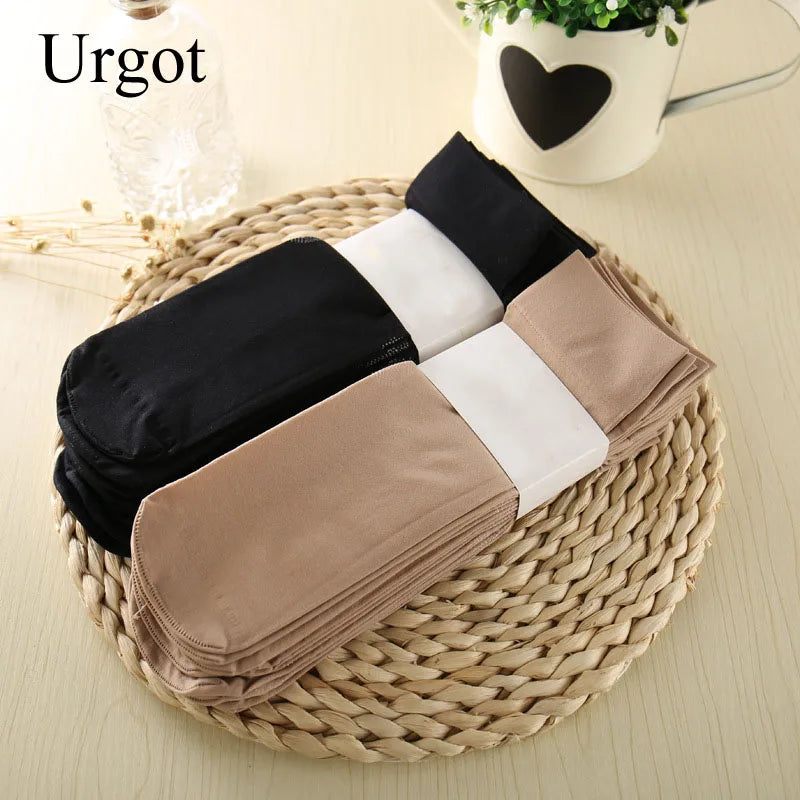 Urgot 3Pairs High Quality Women Socks Velvet Silk Spring Summer Socks Soft Cotton Bottom Wicking Slip-resistant Short Sock Meias