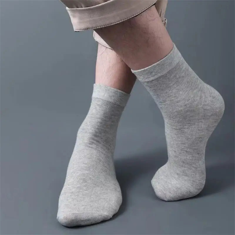 10pairs/ Men's Socks Polyester Cotton Middle Tube Socks Summer Thin Solid Color Breathable Business Men's Socks Men DropShipping