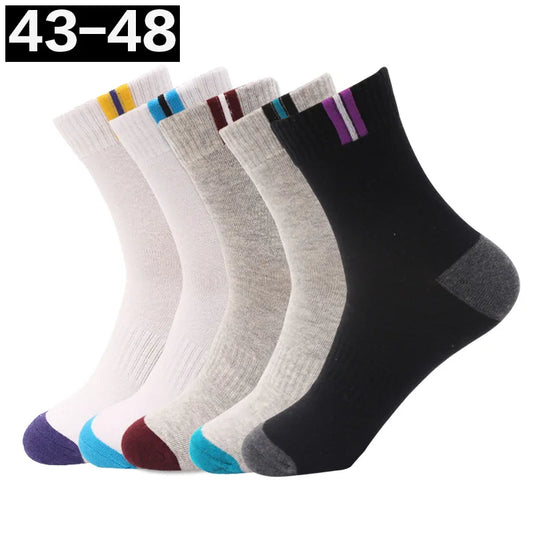 Men's Socks Cotton Large Size 44 45 46 47 Business Long Socks Breathable Deodorant Big Size Fashion High Quality Oversize Sox