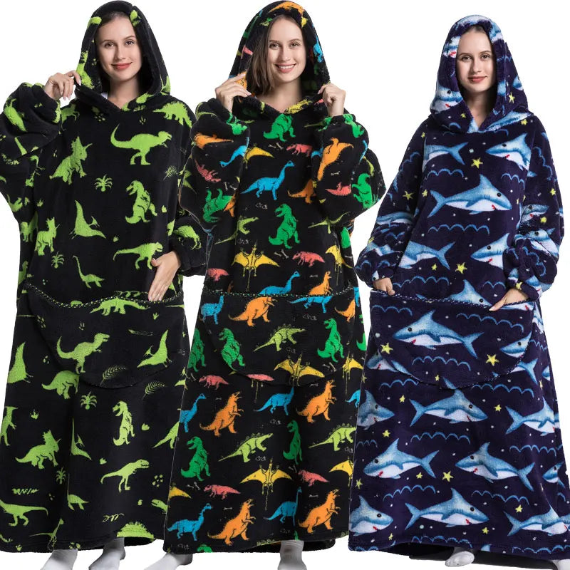 2024 New Oversized TV Wearable Blanket Extra Long hoodie.