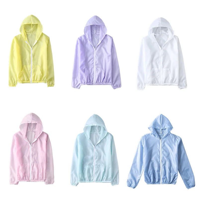 Women Quick-dry Anti Uv Shirt Sweatshirt Sun Protection Tops Hoodie Coat Summer Sunscreen Ultra-thin Breathable Solid Color Coat