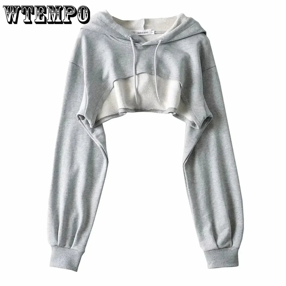 Hoodie Female Hoodie Personality Irregular Crop Ultra Short Style Long Sleeve Top Female Drop Shipping