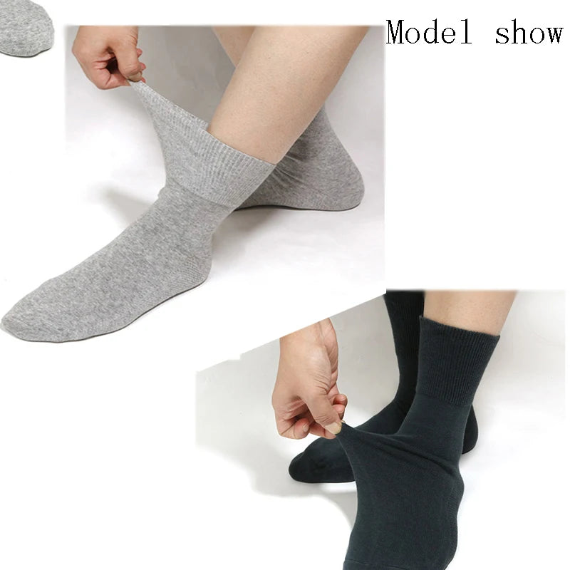 10PCS=5Pairs Loose Mouth Socks Diabetic Prevent Varicose Veins Cotton Comfortable Older Hypertensive Patients Fat Man Socks Gift