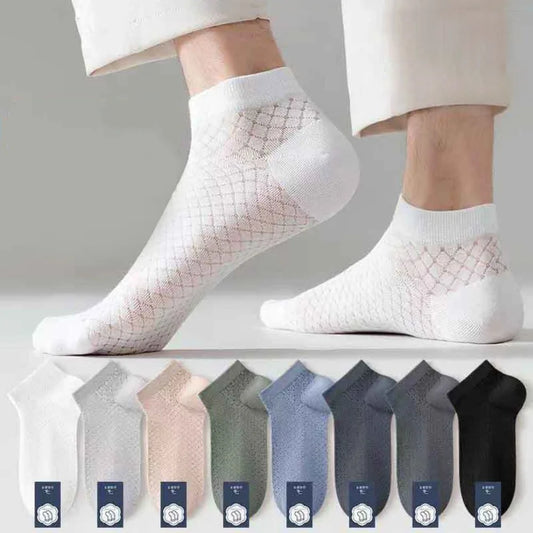 5 Pairs Sweat-absorbing Men's Socks Comfortable Mesh Ultra Thin Ankle Socks Cotton Quick-dry Male Short Socks Summer