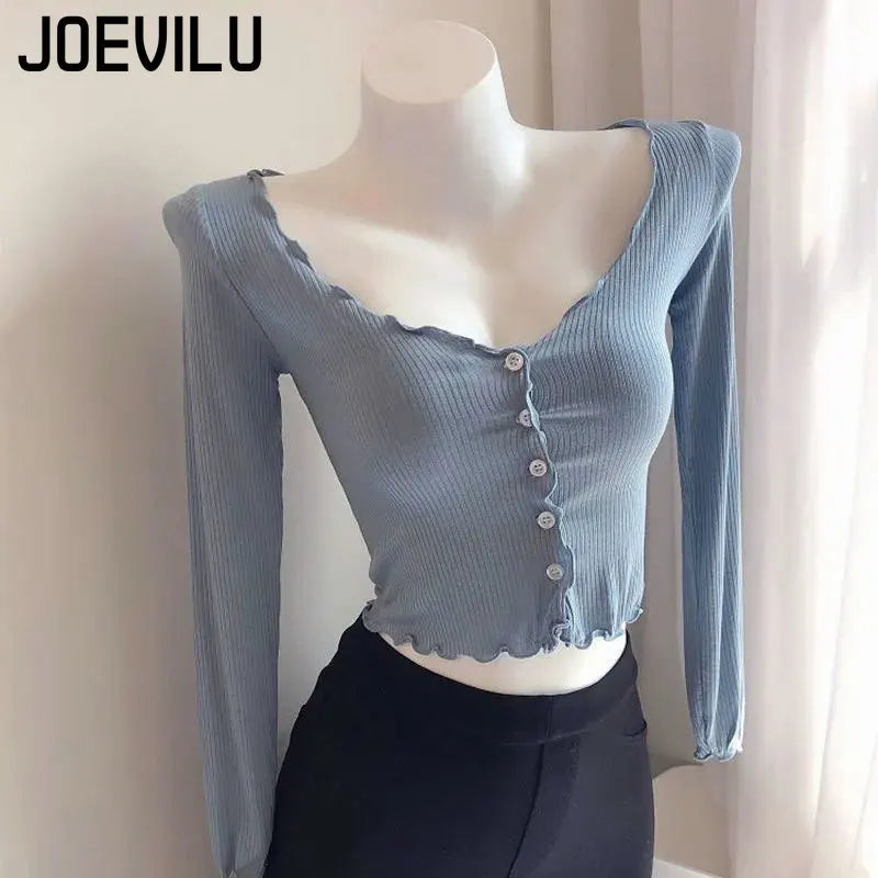 Thin Knitted Shirt Women's Slim Crop Top Single Breasted V-neck Cardigans Ladies Casual Skirt Shawl Solid Elegant Sunscreen Coat