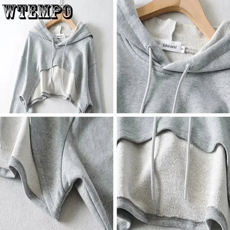 Hoodie Female Hoodie Personality Irregular Crop Ultra Short Style Long Sleeve Top Female Drop Shipping