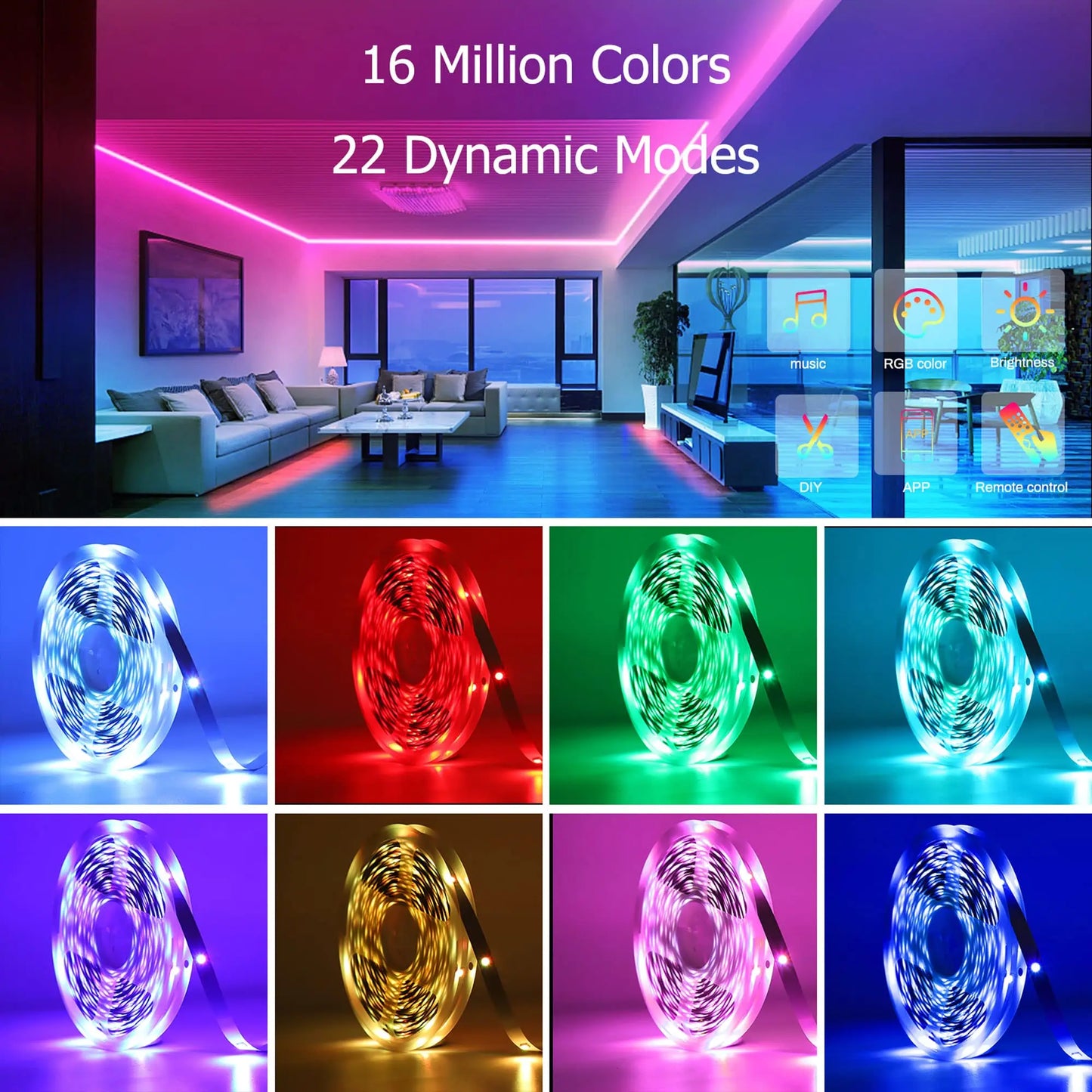 RGB 1-40M Led Strip Light Bluetooth