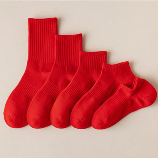 Red Socks New Year Men'S Socks Festive Midd-Tube Stockings For Men Christmas Party Sock Soft Comfortable Breathable Absorb Sweat