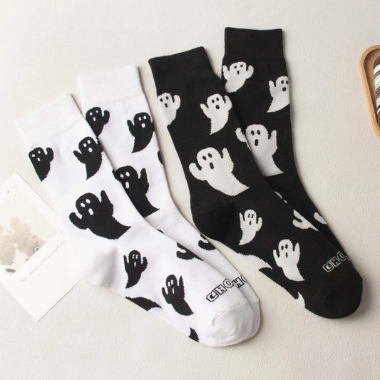 Halloween Harajuku Characteristic Couple Socks Funny Cosplay Outdoor trend Couple Sock Ghost Print Men/Women's Middle Tube Socks