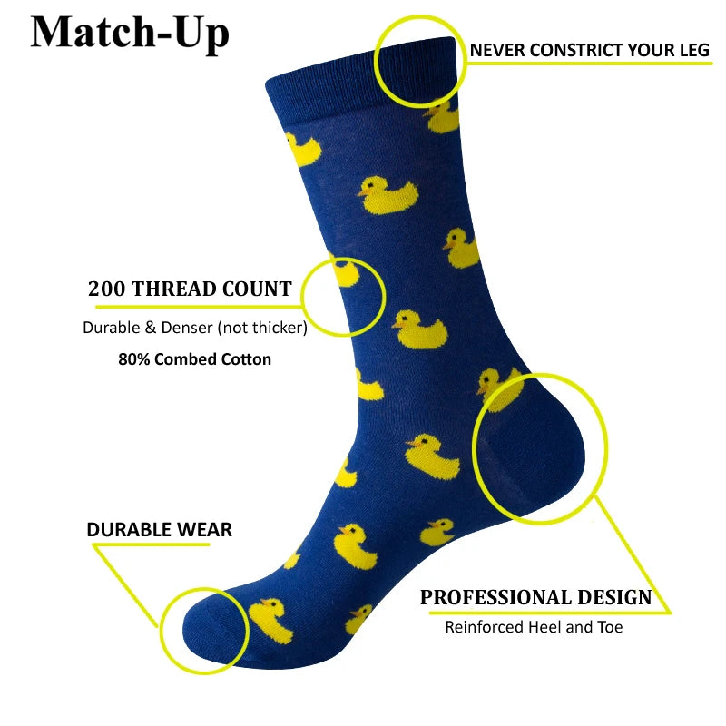 Match-Up Men's duck cartoon Combed Cotton Socks Crew Socks (451), US 7.5-12