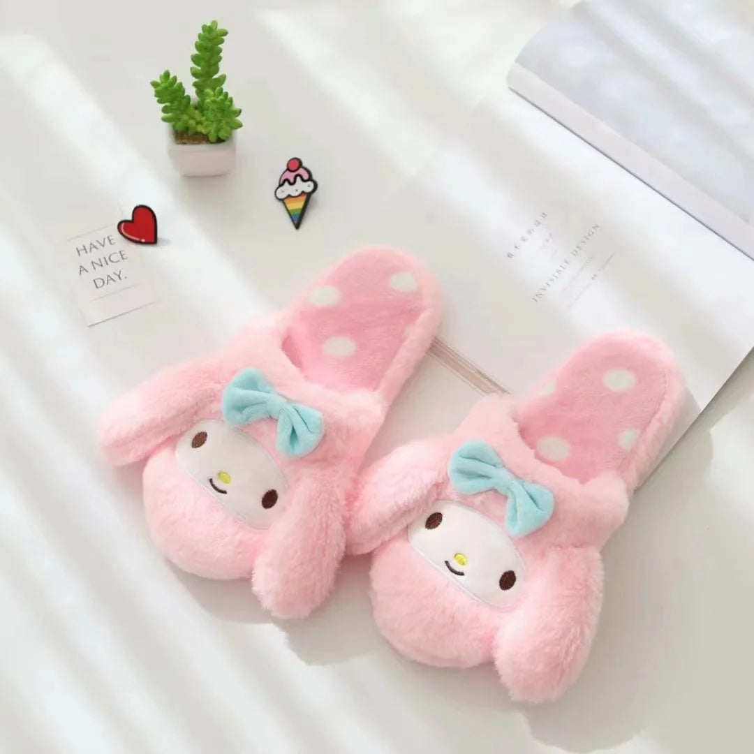 Women Slippers Girl Cute Cartoon Kuromied Cinnamorolled Plush Shoes Home Indoor Ladies Casual Animale Flat Comfort Warm Shoe